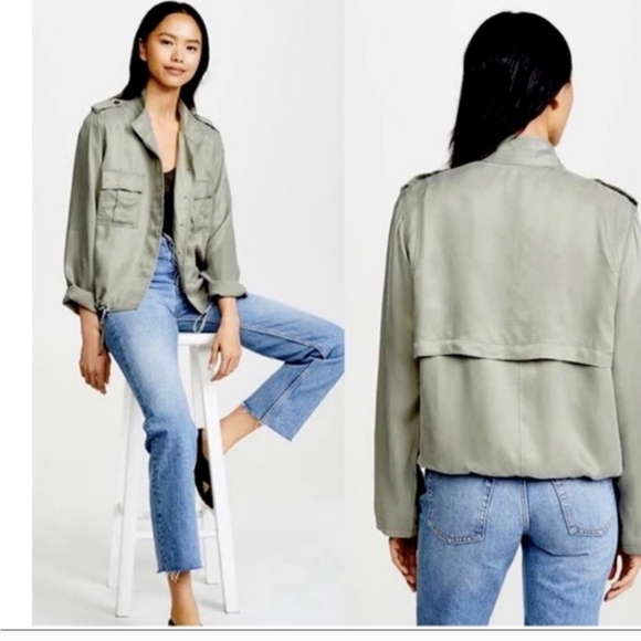 Rails Maverick Twill Military Jacket in sage Size XS EUC 100% Cupro - Picture 13 of 16